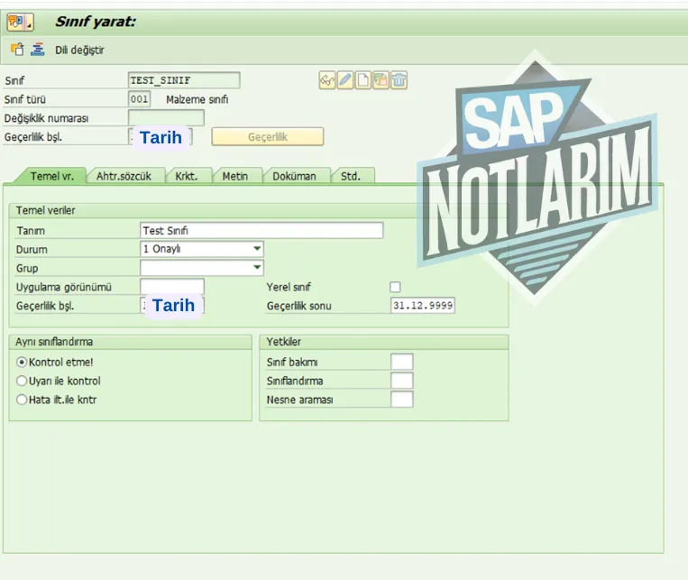 SAP SInıf Oluşturma