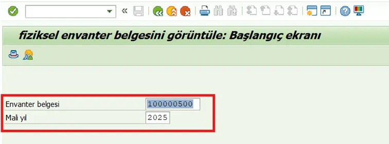 SAP Fiziksel Envanter Belgesini Görüntüle