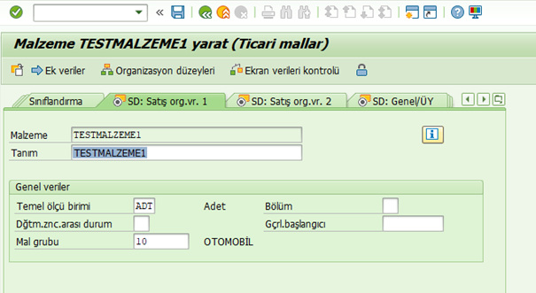 SAP MM Malzeme Yaratma SD1 Görünümü SAP MM Malzeme Yaratma SD1 Görünümü