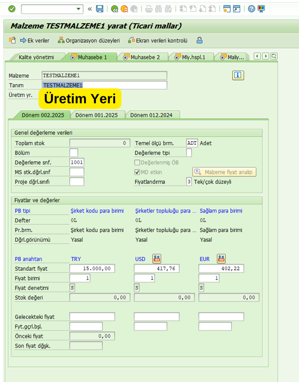 SAP MM01 Muhasebe 1 Görünümü SAP MM01 Muhasebe 1 Görünümü